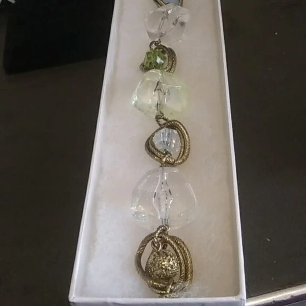 Chunky blue, green and gold beaded‎ bracelet